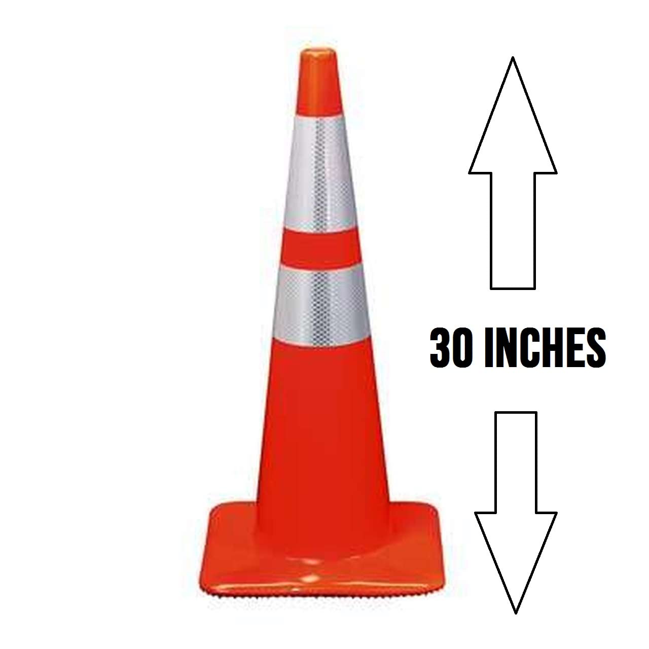 DOSSVICK - SAFETY CONE Traffic Cone - 2.5FT - 1.5KG WITH REFLECTIVE SILVER TAPE