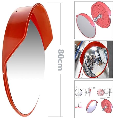 DOSSVICK - Convex Polycarbonate Traffic Mirror, Flexible Acrylic, Adjustable Brackets & Nuts Bolts, Safety Mirror, Convex mirror