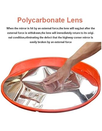 DOSSVICK - Convex Polycarbonate Traffic Mirror, Flexible Acrylic, Adjustable Brackets & Nuts Bolts, Safety Mirror, Convex mirror