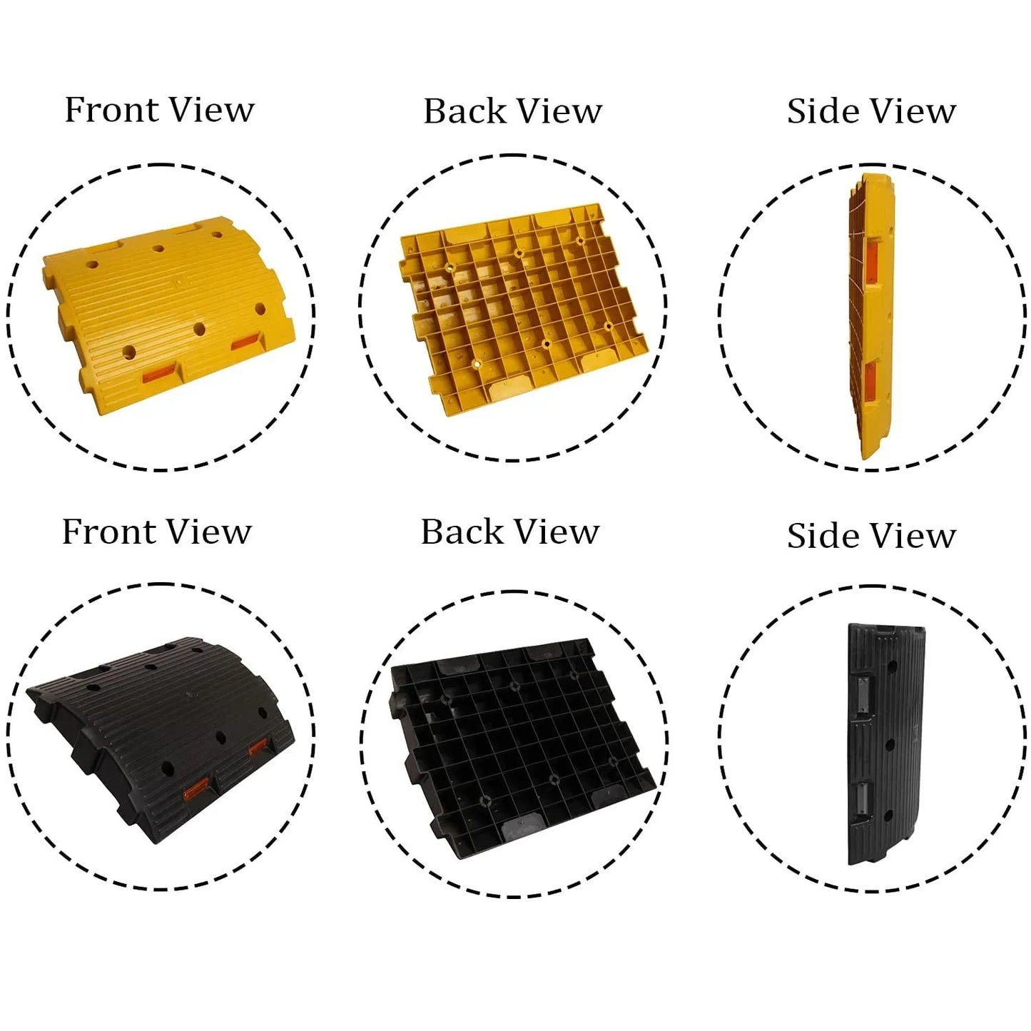 DOSSVICK PVC Speed Breaker, 4 meter length , 50 mm, Black and Yellow Speed Hump (8 Yellow - 8 Black), Heavy Duty Load Capacity, Plastic