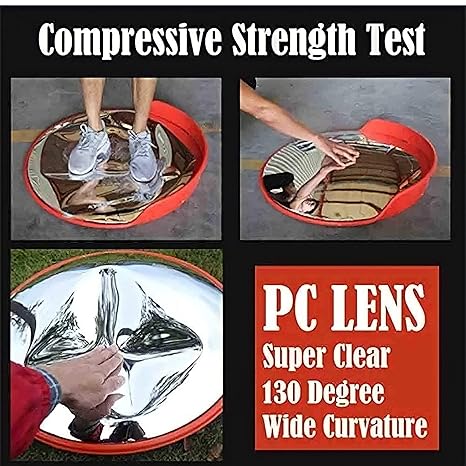 DOSSVICK - Convex Polycarbonate Traffic Mirror, Flexible Acrylic, Adjustable Brackets & Nuts Bolts, Safety Mirror, Convex mirror