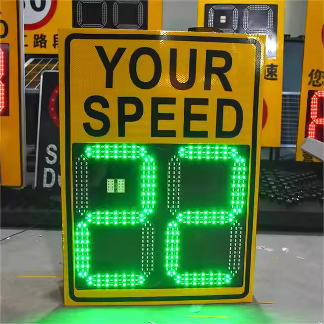 DOSSVICK - Vehicle Speed Indicator Radar with Display - Both Solar + Power Supply - IP65 Waterproof - 86x58x24 cm
