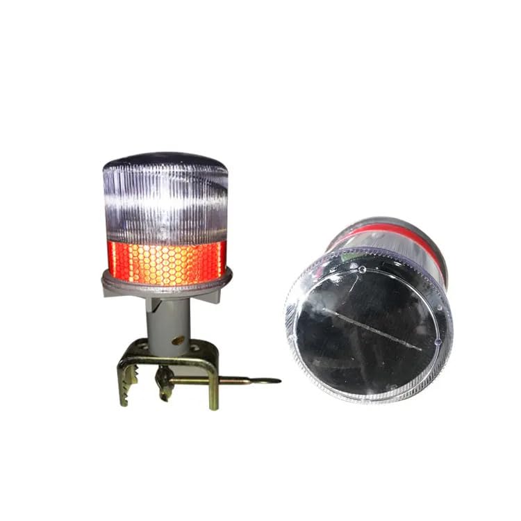 DOSSVICK - Solar Blinker with Grill & Clamp - Auto on in Dark- Tough Metal - Solar Flasher -36 hr Backup