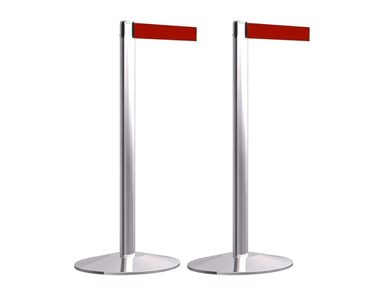DOSSVICK - Queue Manager 16kg (8kg per unit) - Pack of 2 -  Strap belt 3 meter - Double Screw Stability - Tough Quality Steel - Height- 40 inches(1000mm) - DOUBLE POLISHED que manager/q manager