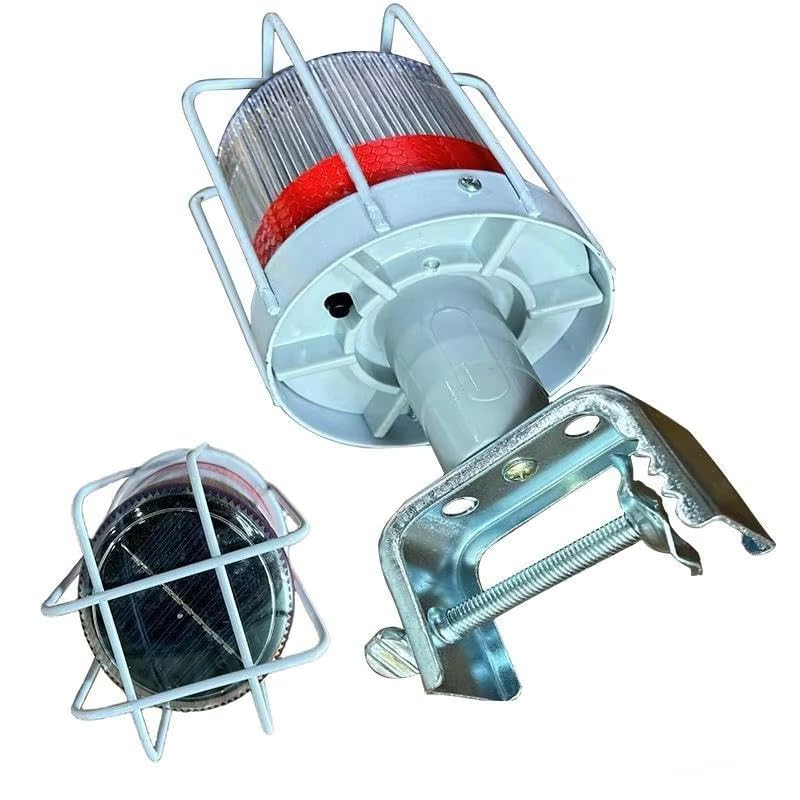 DOSSVICK - Solar Blinker with Grill & Clamp - Auto on in Dark- Tough Metal - Solar Flasher -36 hr Backup