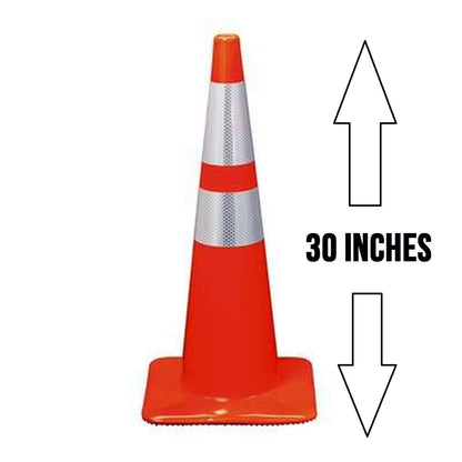 DOSSVICK - SAFETY CONE Traffic Cone - 2.5FT - 1.5KG WITH REFLECTIVE SILVER TAPE