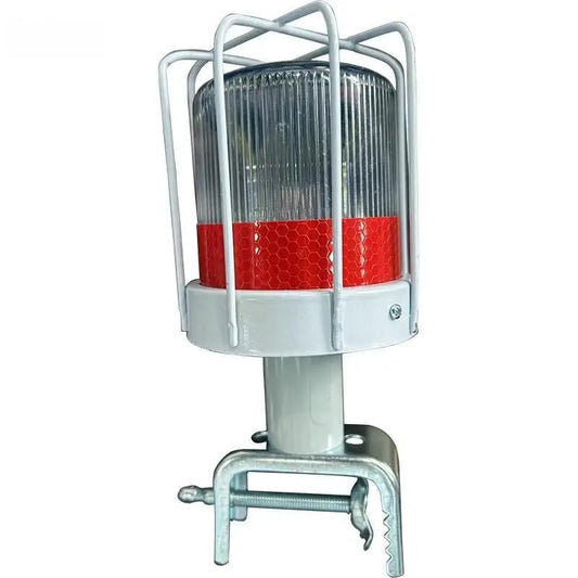 DOSSVICK - Solar Blinker with Grill & Clamp - Auto on in Dark- Tough Metal - Solar Flasher -36 hr Backup
