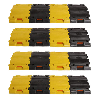 DOSSVICK PVC Speed Breaker, 4 meter length , 50 mm, Black and Yellow Speed Hump (8 Yellow - 8 Black), Heavy Duty Load Capacity, Plastic