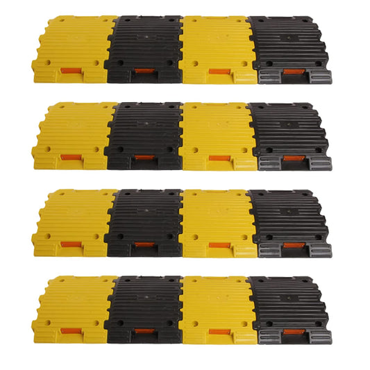 DOSSVICK PVC Speed Breaker, 4 meter length , 50 mm, Black and Yellow Speed Hump (8 Yellow - 8 Black), Heavy Duty Load Capacity, Plastic