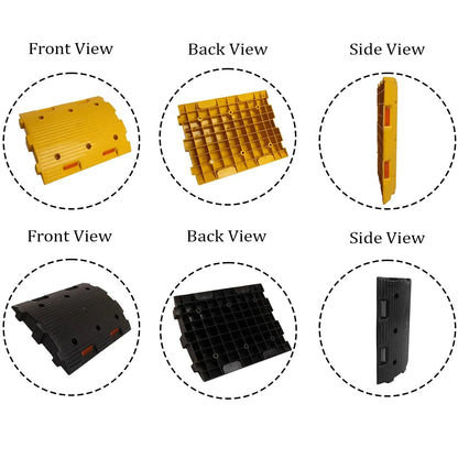 DOSSVICK PVC Speed Breaker, 4 meter length , 50 mm, Black and Yellow Speed Hump (8 Yellow - 8 Black), Heavy Duty Load Capacity, Plastic