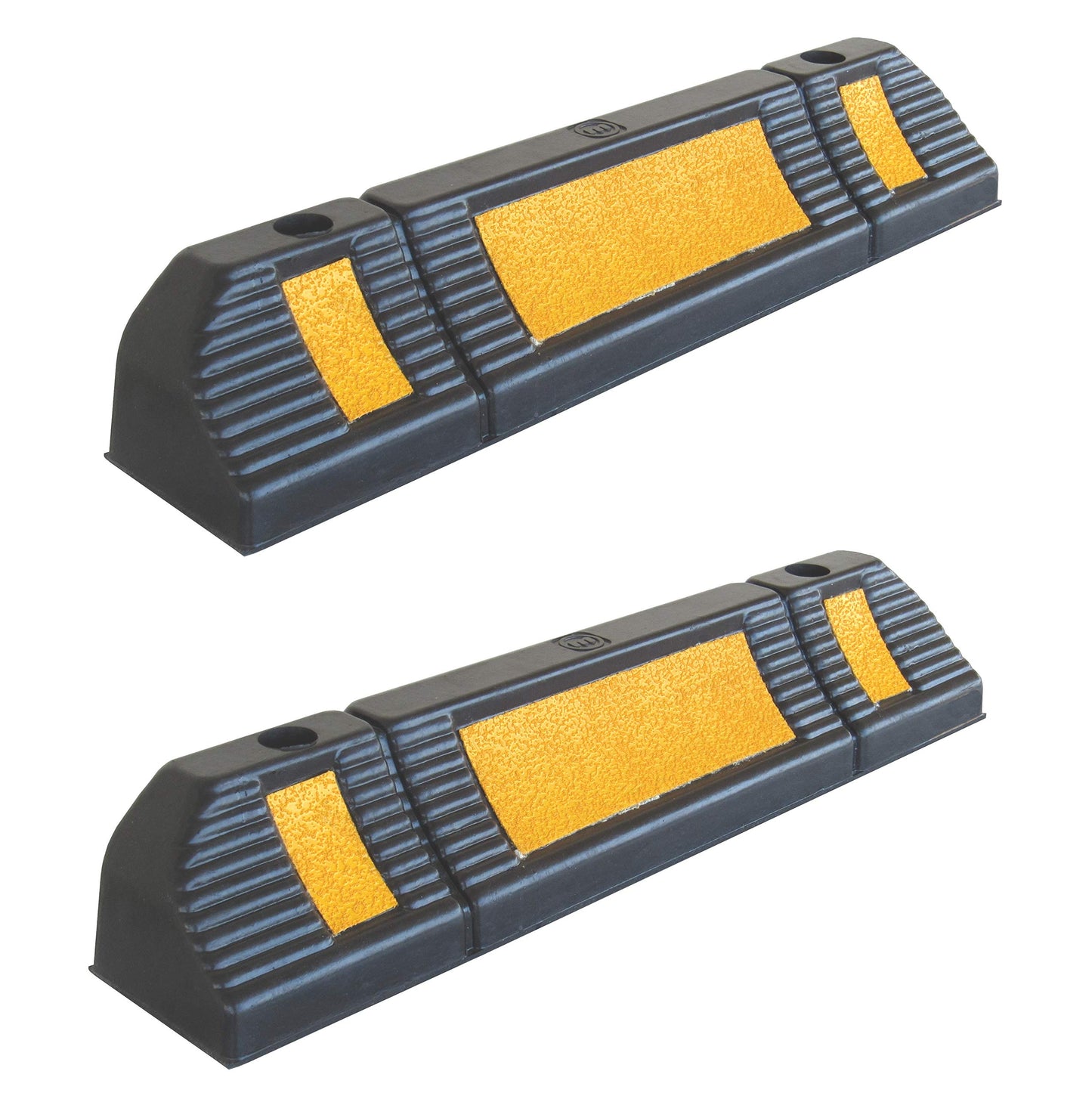 DOSSVICK Parking Stopper, 60 cm x 10 cm, Rubber with Reflective Tape, Set of 2, Black