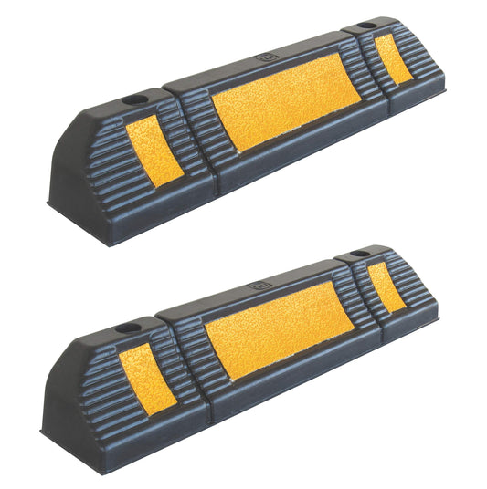 DOSSVICK Parking Stopper, 60 cm x 10 cm, Rubber with Reflective Tape, Set of 2, Black