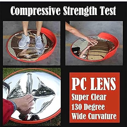 DOSSVICK - Convex Polycarbonate Traffic Mirror, Flexible Acrylic, Adjustable Brackets & Nuts Bolts, Safety Mirror, Convex mirror