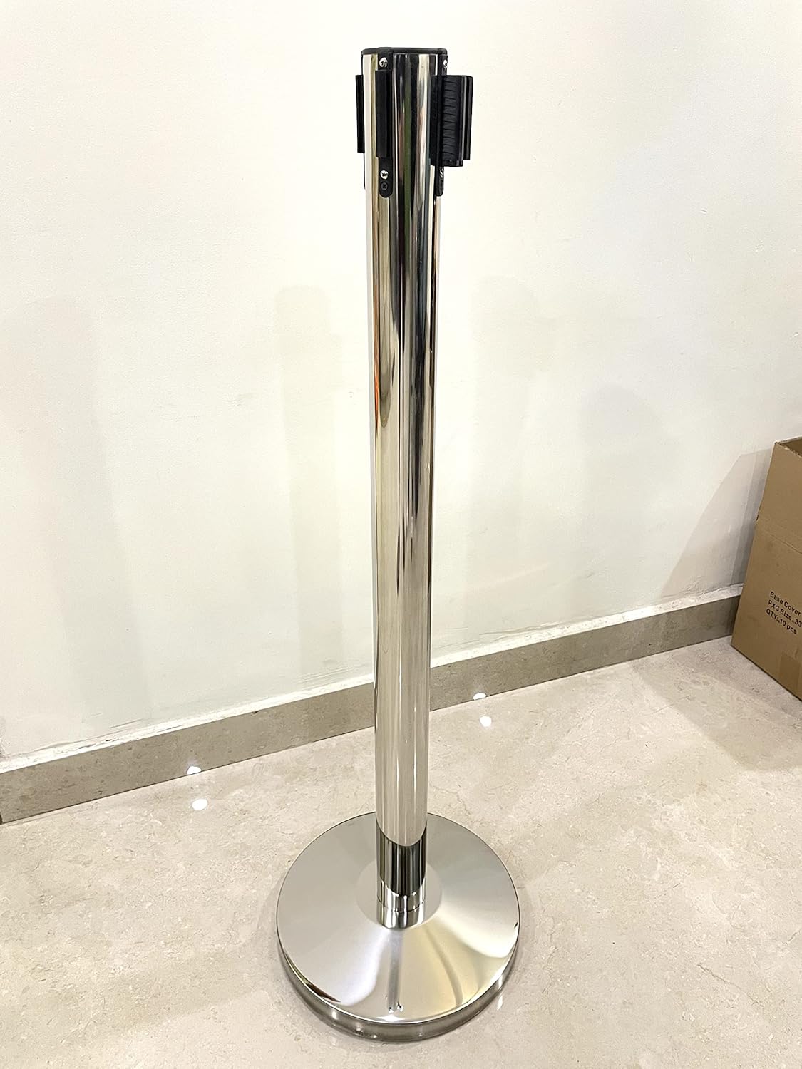 DOSSVICK - Queue Manager 16kg (8kg per unit) - Pack of 1 -  Strap belt 3 meter - Double Screw Stability - Tough Quality Steel - Height- 40 inches(1000mm) - DOUBLE POLISHED que manager/q manager
