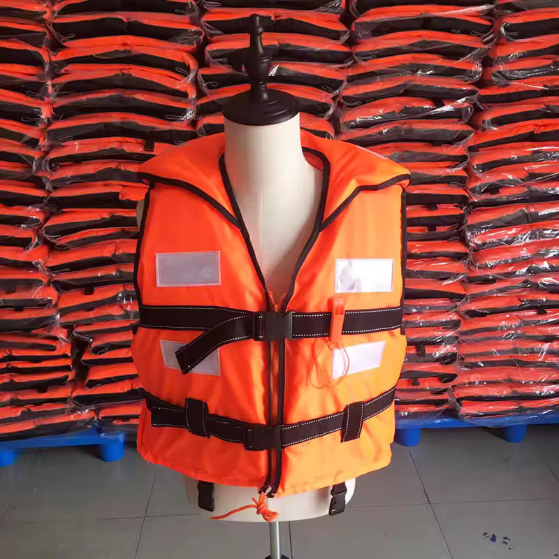 DOSSVICK - Life Jacket with Hood - Snug Fit-Bright Neon Orange Color- Fits All Age ranges with Adjustable Buckle System - 150kg Capacity