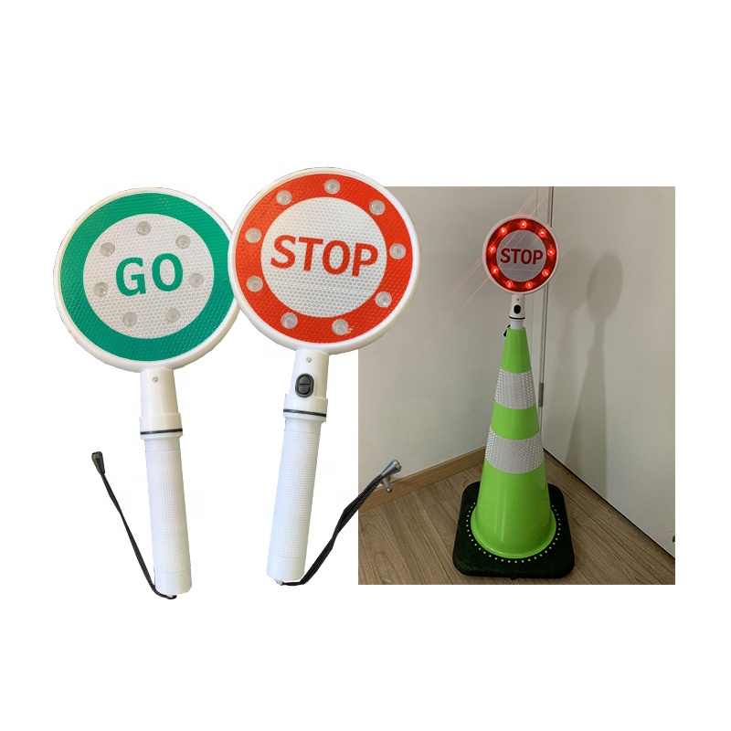 DOSSVICK - Stop & Go Baton Rechargeable LED Baton, one Side go and Other Side Stop - Led Light Green and Red, Pack of 1, Road Safety Flasher