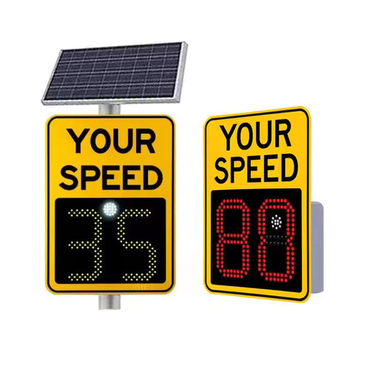 DOSSVICK - Vehicle Speed Indicator Radar with Display - Both Solar + Power Supply - IP65 Waterproof - 86x58x24 cm