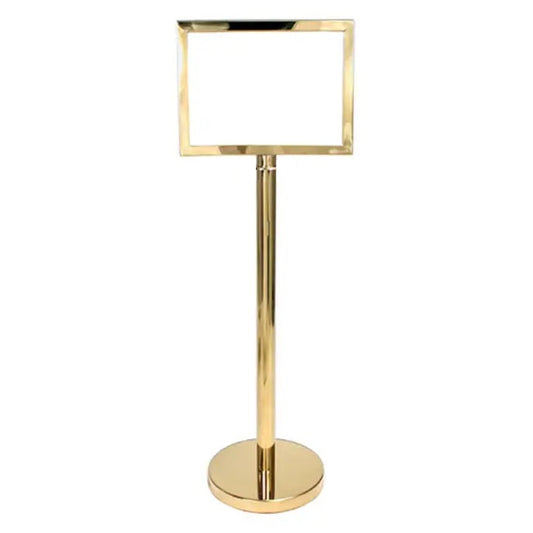 DOSSVICK Welcome Display Sign Stand, 127 cm Height, 40.6 x 33 cm Display Area, Golden Stainless Steel, Portable