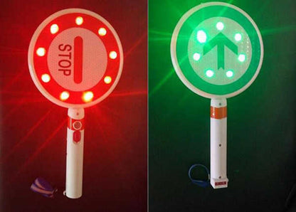 DOSSVICK - Stop & Go Baton Rechargeable LED Baton, one Side go and Other Side Stop - Led Light Green and Red, Pack of 1, Road Safety Flasher