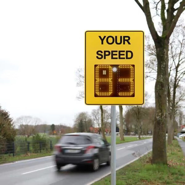 DOSSVICK - Vehicle Speed Indicator Radar with Display - Both Solar + Power Supply - IP65 Waterproof - 86x58x24 cm