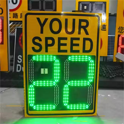 DOSSVICK - Vehicle Speed Indicator Radar with Display - Both Solar + Power Supply - IP65 Waterproof - 86x58x24 cm