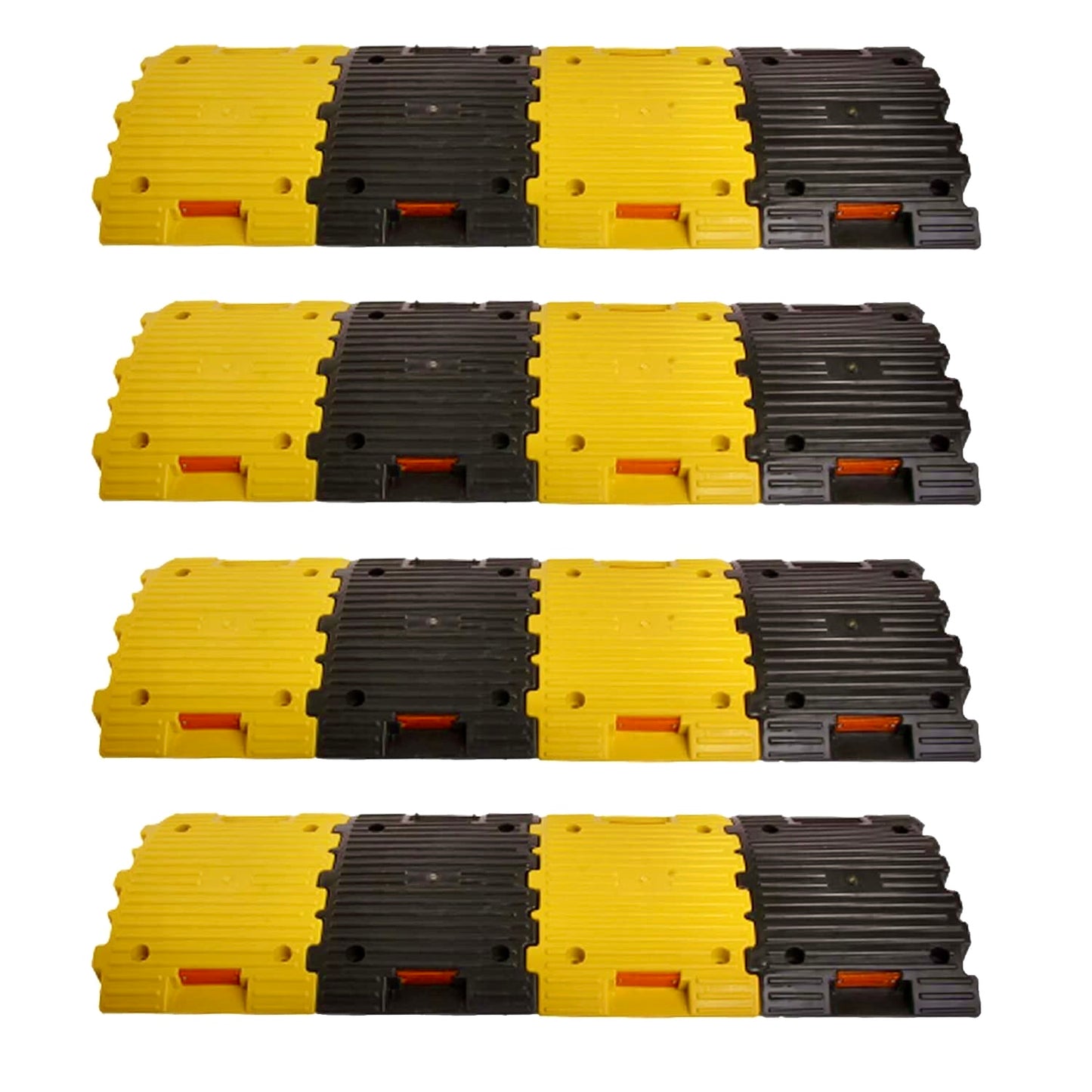 DOSSVICK PVC Speed Breaker, 4 meter length , 50 mm, Black and Yellow Speed Hump (8 Yellow - 8 Black), Heavy Duty Load Capacity, Plastic