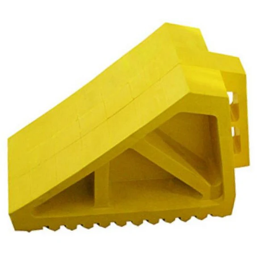 DOSSVICK - Wheel Choke with Handle - 4kg - 290x180x130mm - Load Capacity 30 ton - Yellow Color -Rubber Wheel Choke for Heavy Truck and Cars, Wheel Stopper, tyre Stopper