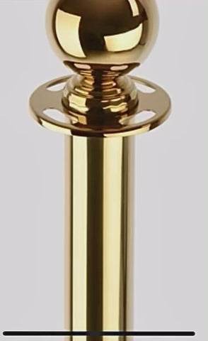 DOSSVICK - Golden Luxury Queue Manager 16kg (8kg per unit) - Set of 1 pole - 1 Red Rope 1.5metre Velvet Rope- - 3.2ft Height- DOUBLE POLISHED CHROME | crowd control barrier